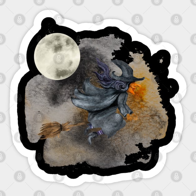 Moon Witch in Water Colour Sticker by Kylie Paul